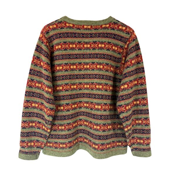 Vintage SKYR Fair Isle 100% Wool Knit Cardigan Sweater Nordic Ski Sz L - Picture 2 of 9